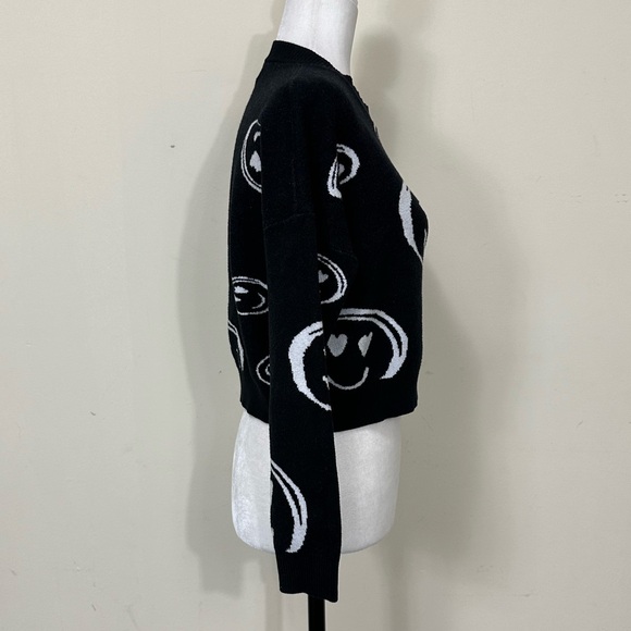 NEW dreamers by debut Viscose Black White Dolman Sleeves Smileys Pullover Top L - Picture 8 of 16